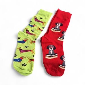 Laugh Track Dog Patterned Socks - Multicolor 2 pairs NIB